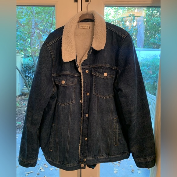 Madewell Oversized Jean Jacket in montrose wash, Sherpa Edition size XL - Picture 4 of 6